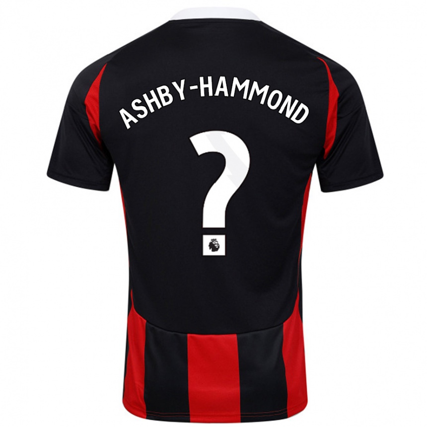 Enfant Football Maillot Luca Ashby-Hammond #0 Noir Rouge Tenues Extérieur 2024/25