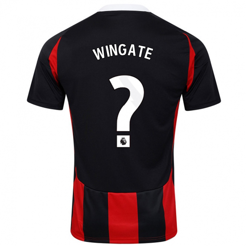 Enfant Football Maillot Tom Wingate #0 Noir Rouge Tenues Extérieur 2024/25