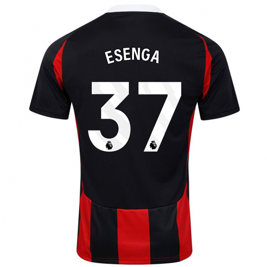 Enfant Football Maillot Jonathan Esenga #37 Noir Rouge Tenues Extérieur 2024/25