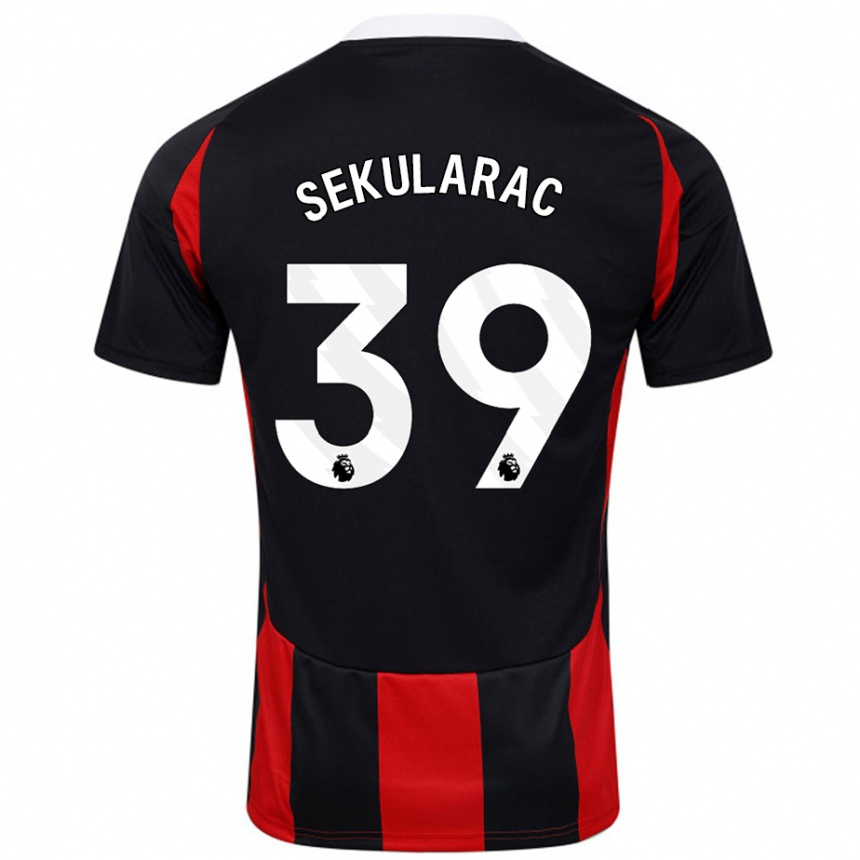 Enfant Football Maillot Kristian Sekularac #39 Noir Rouge Tenues Extérieur 2024/25