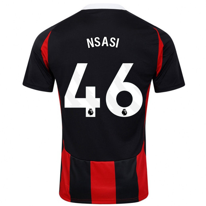 Enfant Football Maillot Eddie Nsasi #46 Noir Rouge Tenues Extérieur 2024/25