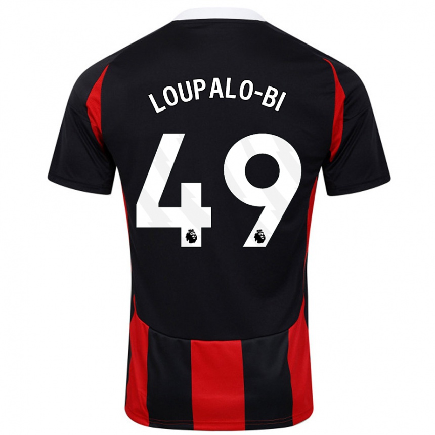 Enfant Football Maillot Aaron Loupalo-Bi #49 Noir Rouge Tenues Extérieur 2024/25