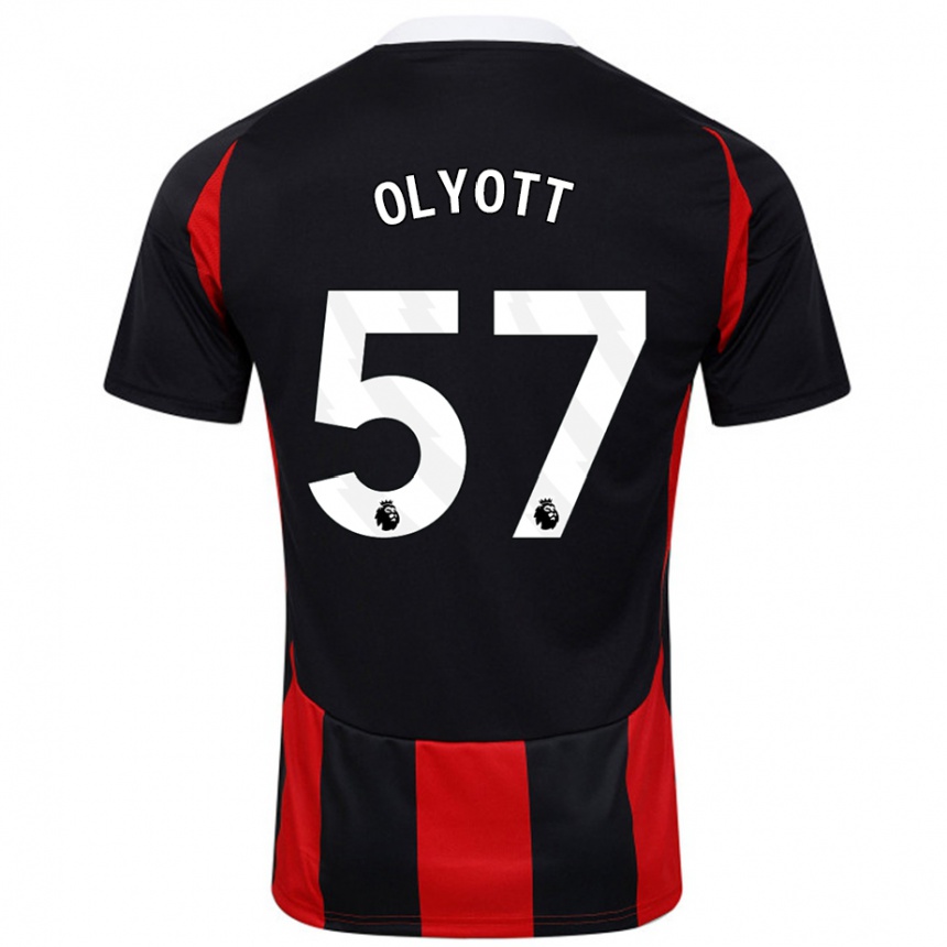 Enfant Football Maillot Tom Olyott #57 Noir Rouge Tenues Extérieur 2024/25