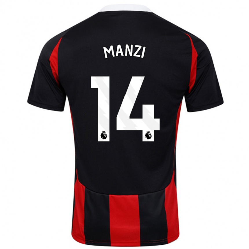 Enfant Football Maillot Sophie Manzi #14 Noir Rouge Tenues Extérieur 2024/25