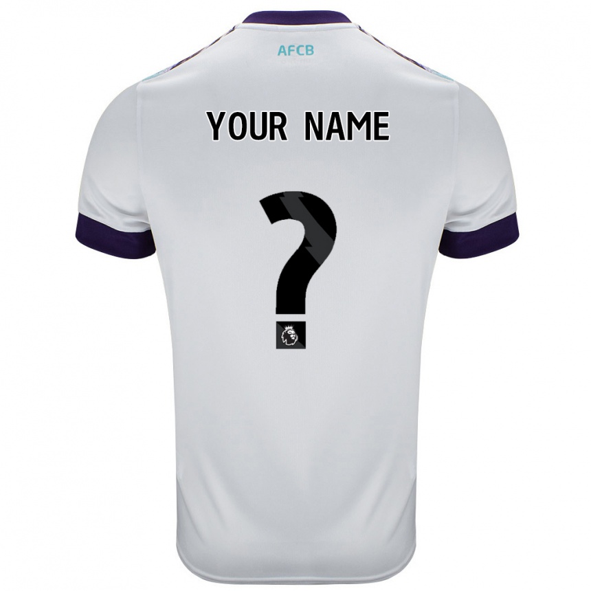 Enfant Football Maillot Votre Nom #0 Blanc Vert Violet Tenues Extérieur 2024/25