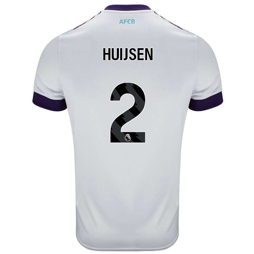 Enfant Football Maillot Dean Huijsen #2 Blanc Vert Violet Tenues Extérieur 2024/25