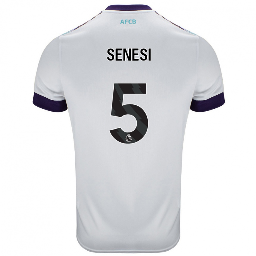 Enfant Football Maillot Marcos Senesi #5 Blanc Vert Violet Tenues Extérieur 2024/25