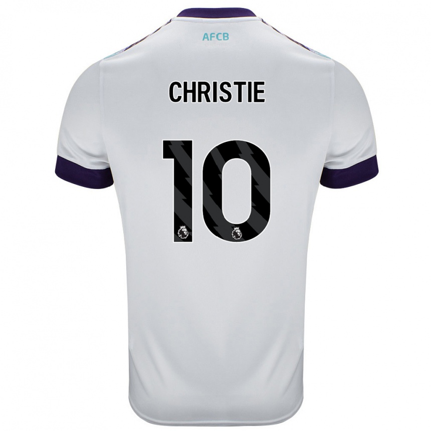 Enfant Football Maillot Ryan Christie #10 Blanc Vert Violet Tenues Extérieur 2024/25