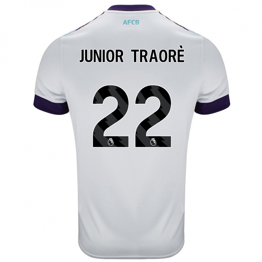 Enfant Football Maillot Hamed Junior Traorè #22 Blanc Vert Violet Tenues Extérieur 2024/25