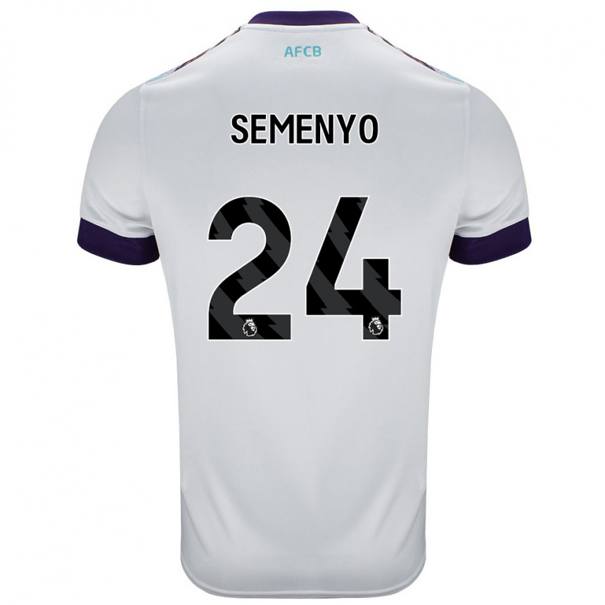 Enfant Football Maillot Antoine Semenyo #24 Blanc Vert Violet Tenues Extérieur 2024/25