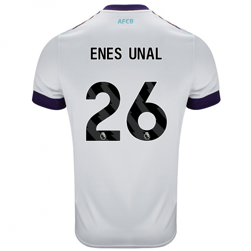 Enfant Football Maillot Enes Ünal #26 Blanc Vert Violet Tenues Extérieur 2024/25