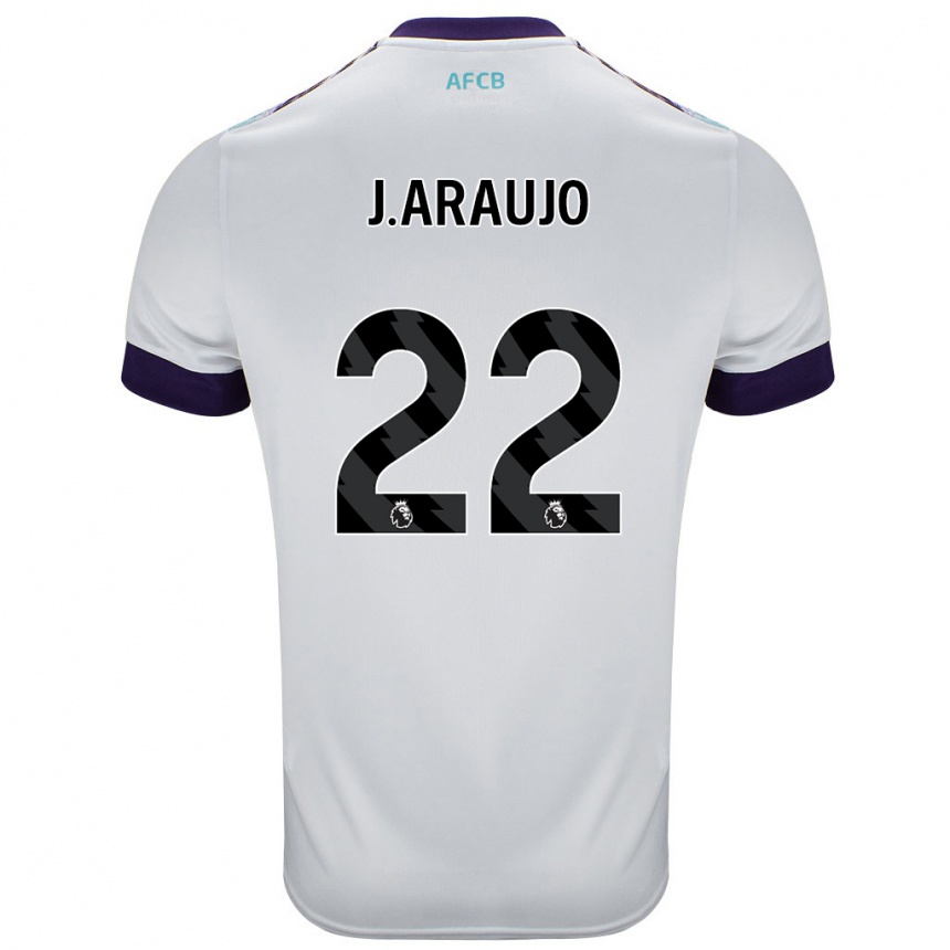 Enfant Football Maillot Julián Araujo #28 Blanc Vert Violet Tenues Extérieur 2024/25