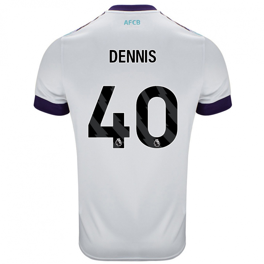 Enfant Football Maillot Will Dennis #40 Blanc Vert Violet Tenues Extérieur 2024/25