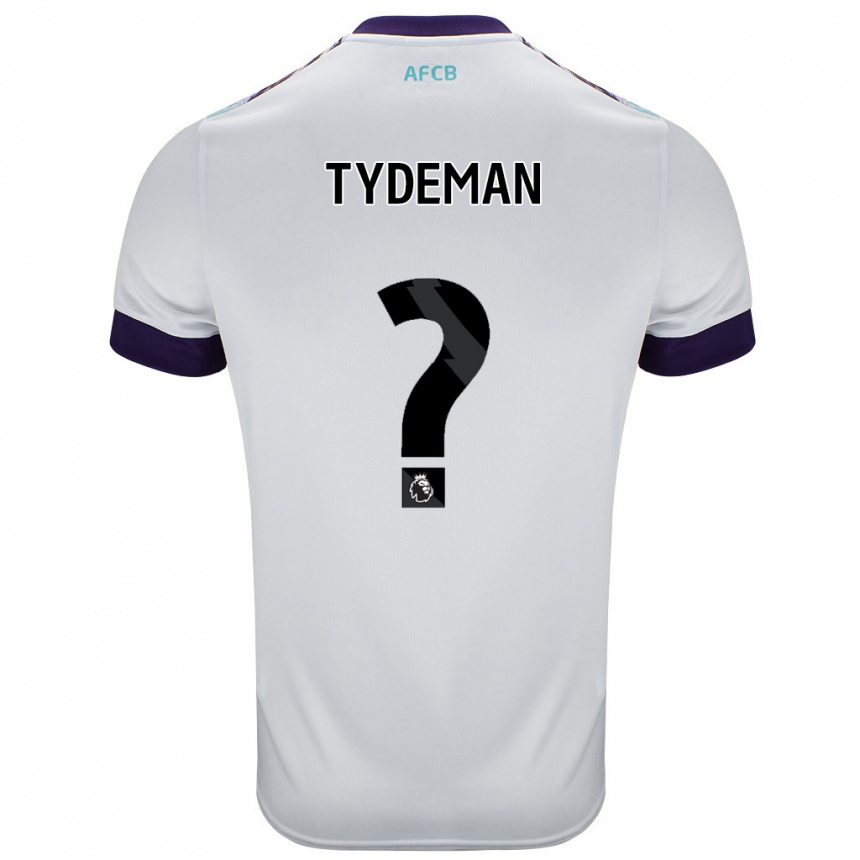 Enfant Football Maillot Kian Tydeman #0 Blanc Vert Violet Tenues Extérieur 2024/25