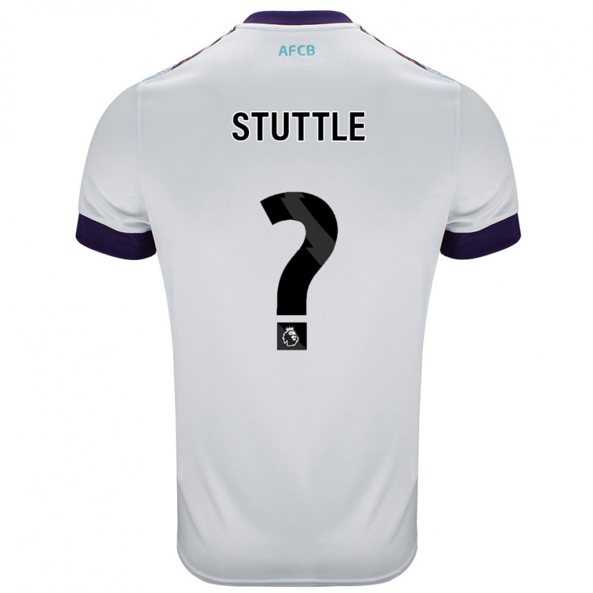 Enfant Football Maillot Jonny Stuttle #0 Blanc Vert Violet Tenues Extérieur 2024/25