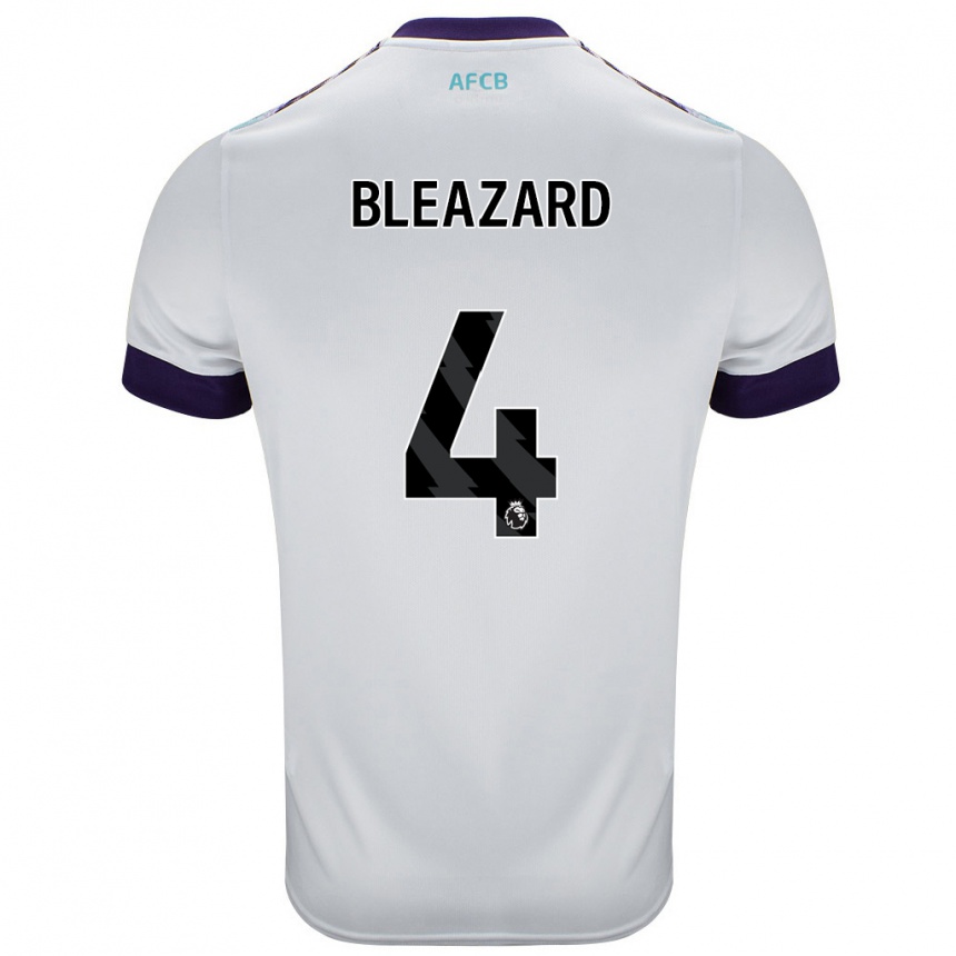 Enfant Football Maillot Helen Bleazard #4 Blanc Vert Violet Tenues Extérieur 2024/25