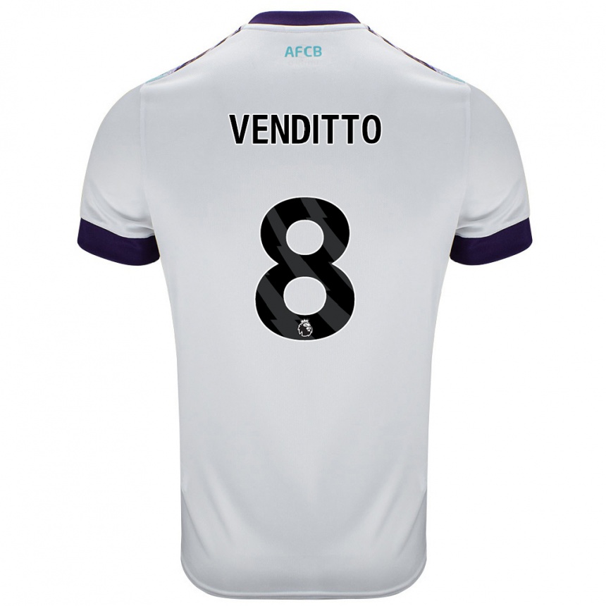 Enfant Football Maillot Olivia Venditto #8 Blanc Vert Violet Tenues Extérieur 2024/25