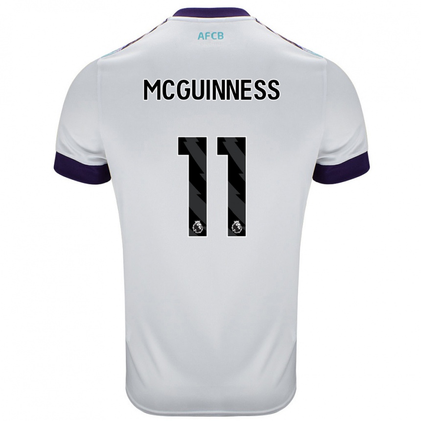 Enfant Football Maillot Gemma Mcguinness #11 Blanc Vert Violet Tenues Extérieur 2024/25