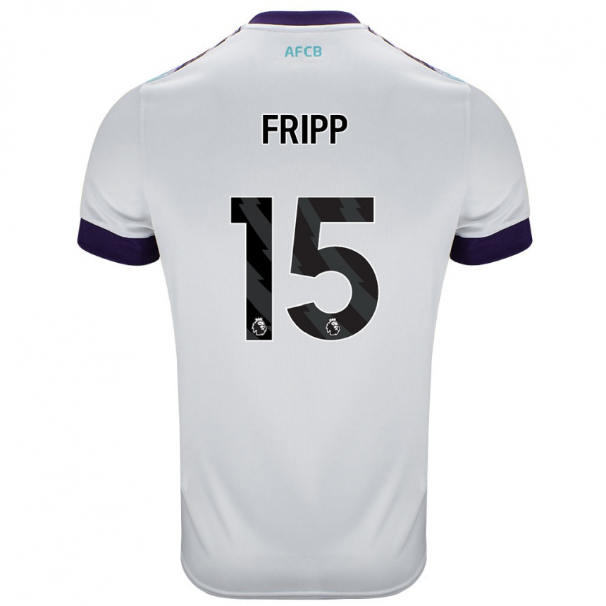 Enfant Football Maillot Kelly Fripp #15 Blanc Vert Violet Tenues Extérieur 2024/25