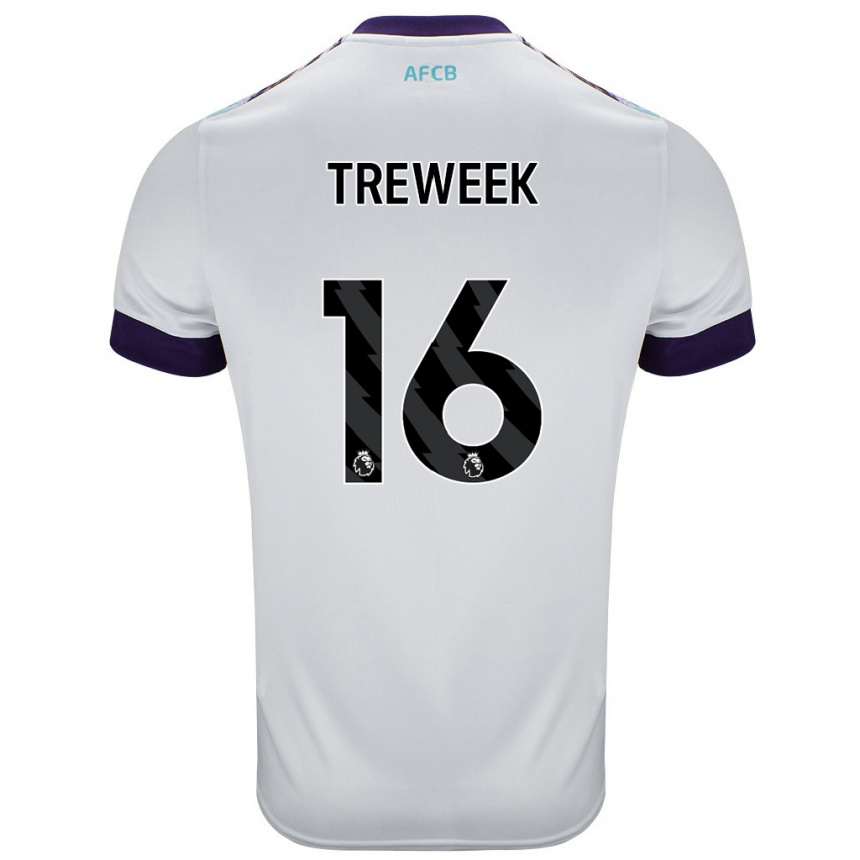 Enfant Football Maillot Jess Treweek #16 Blanc Vert Violet Tenues Extérieur 2024/25