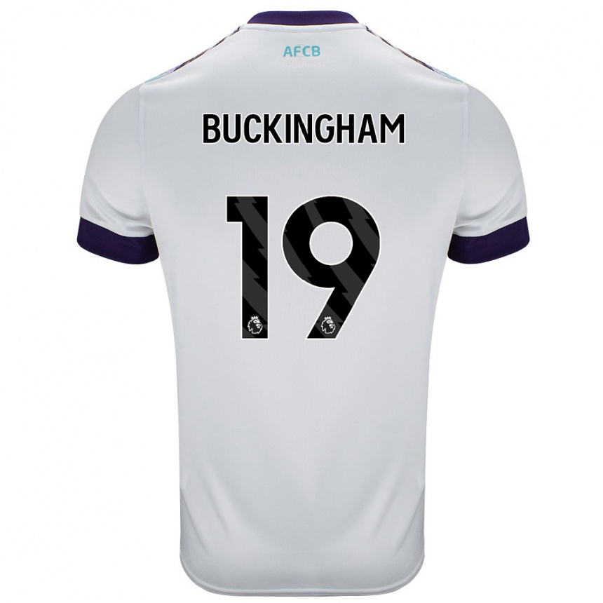 Enfant Football Maillot Alisha Buckingham #19 Blanc Vert Violet Tenues Extérieur 2024/25