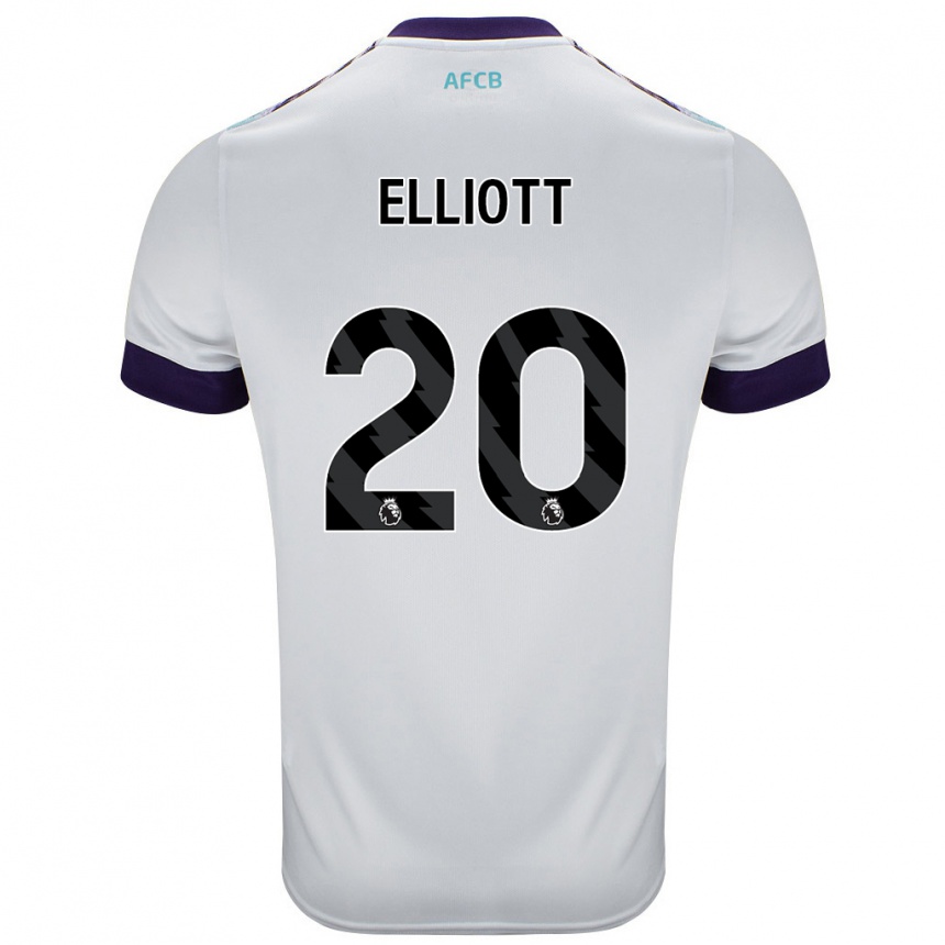 Enfant Football Maillot Kaitlyn Elliott #20 Blanc Vert Violet Tenues Extérieur 2024/25