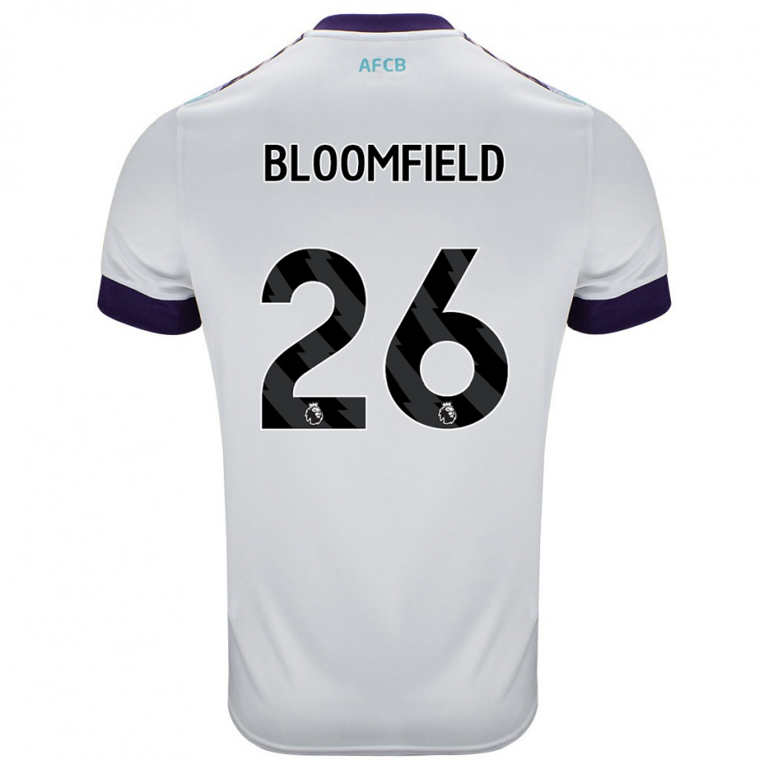 Enfant Football Maillot Erin Bloomfield #26 Blanc Vert Violet Tenues Extérieur 2024/25