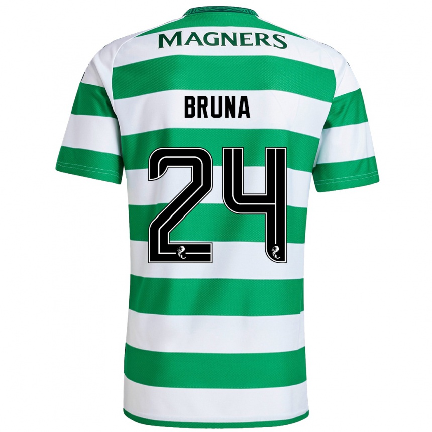 Homme Football Maillot Bruna Lourenço #24 Vert Blanc Tenues Domicile 2024/25