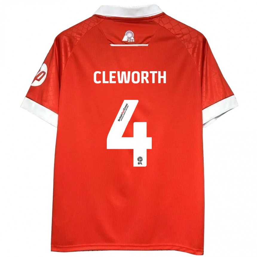 Homme Football Maillot Max Cleworth #4 Rouge Blanc Tenues Domicile 2024/25