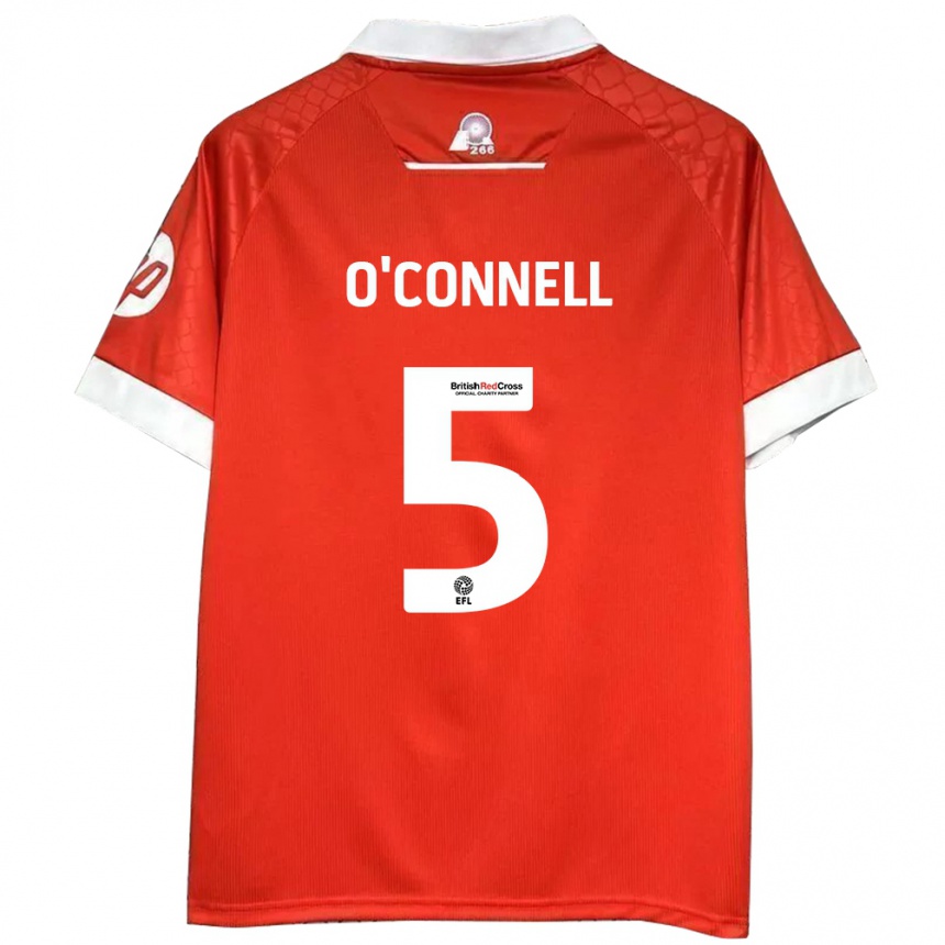 Homme Football Maillot Eoghan O'connell #5 Rouge Blanc Tenues Domicile 2024/25