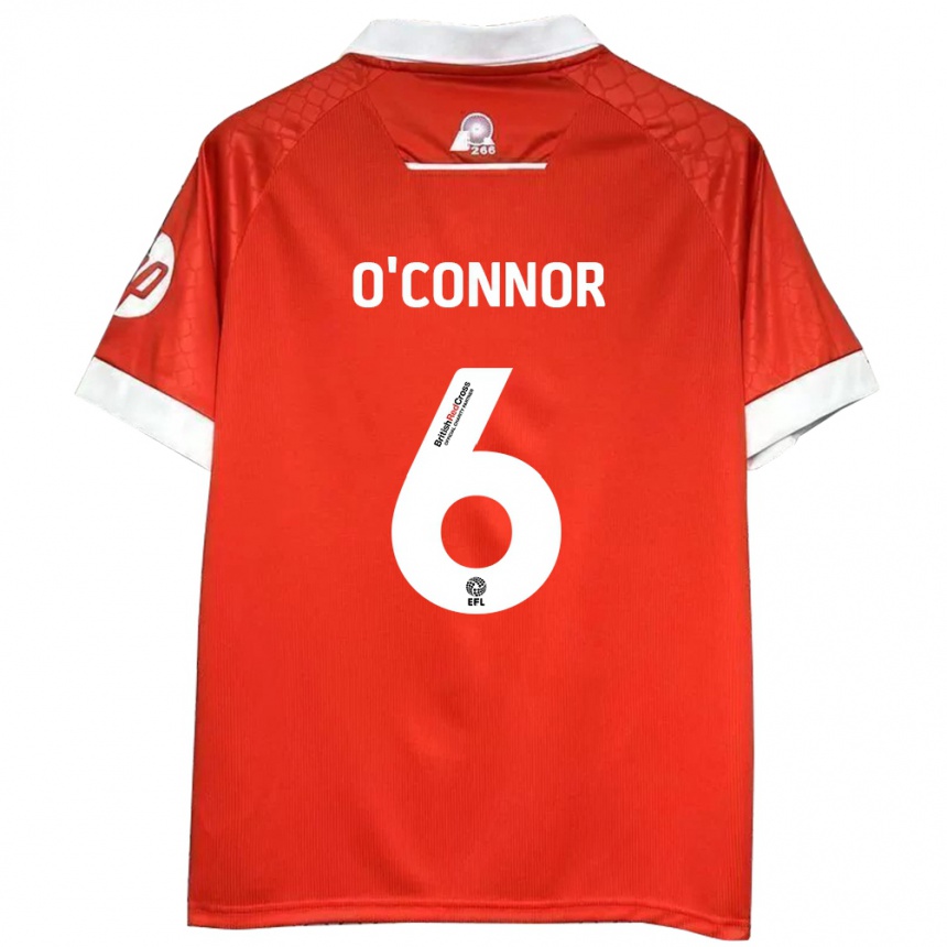 Homme Football Maillot Thomas O'connor #6 Rouge Blanc Tenues Domicile 2024/25