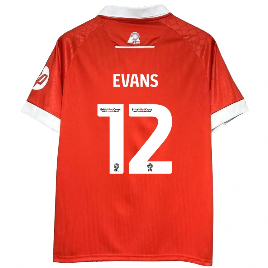 Homme Football Maillot George Evans #12 Rouge Blanc Tenues Domicile 2024/25