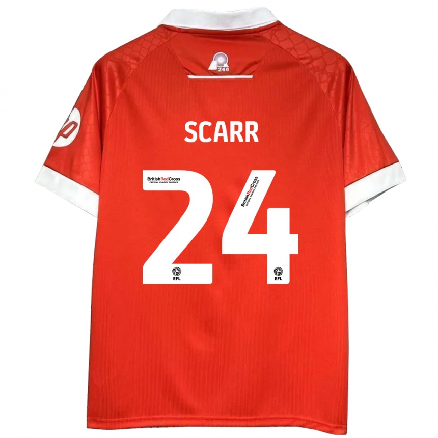 Homme Football Maillot Dan Scarr #24 Rouge Blanc Tenues Domicile 2024/25