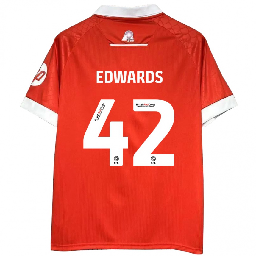 Homme Football Maillot Callum Edwards #42 Rouge Blanc Tenues Domicile 2024/25