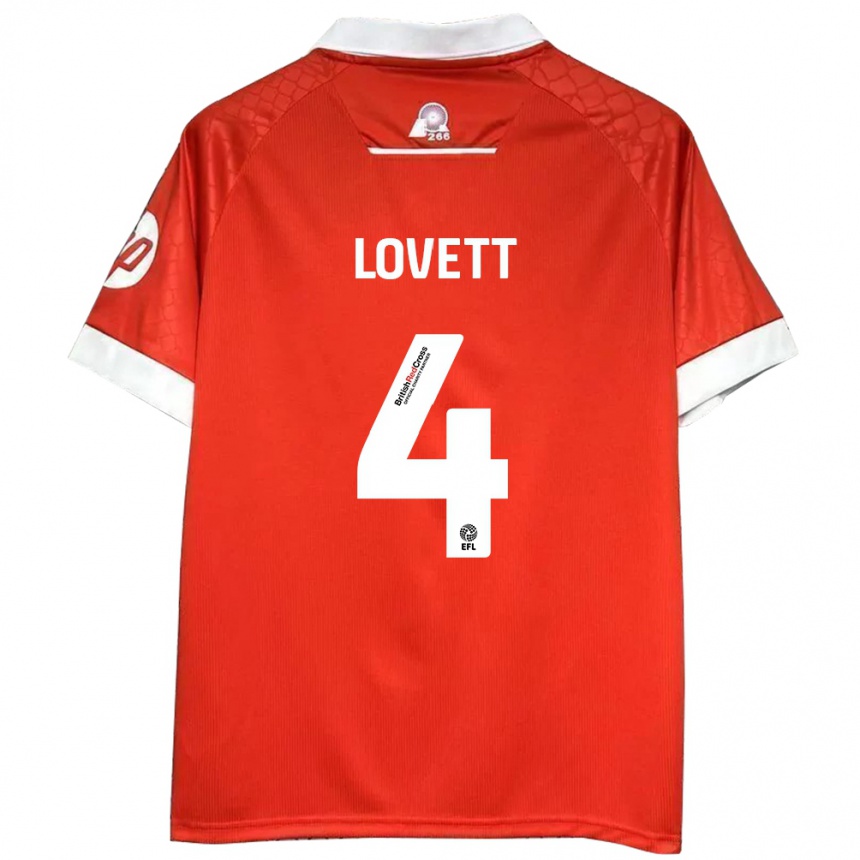 Homme Football Maillot Erin Lovett #4 Rouge Blanc Tenues Domicile 2024/25