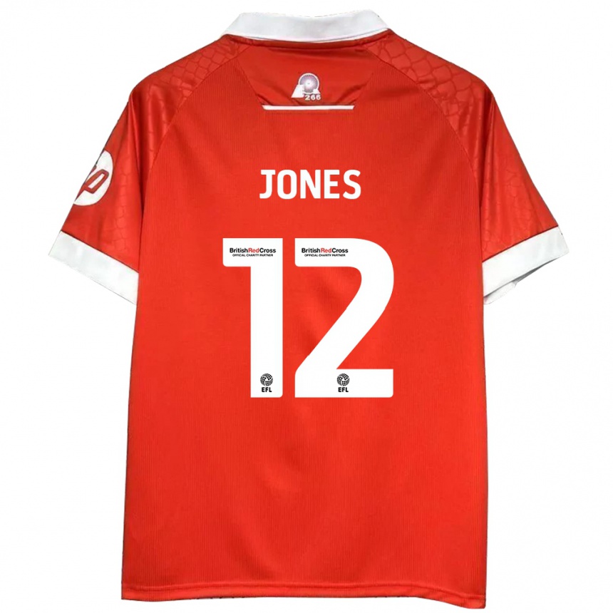 Homme Football Maillot Carra Jones #12 Rouge Blanc Tenues Domicile 2024/25