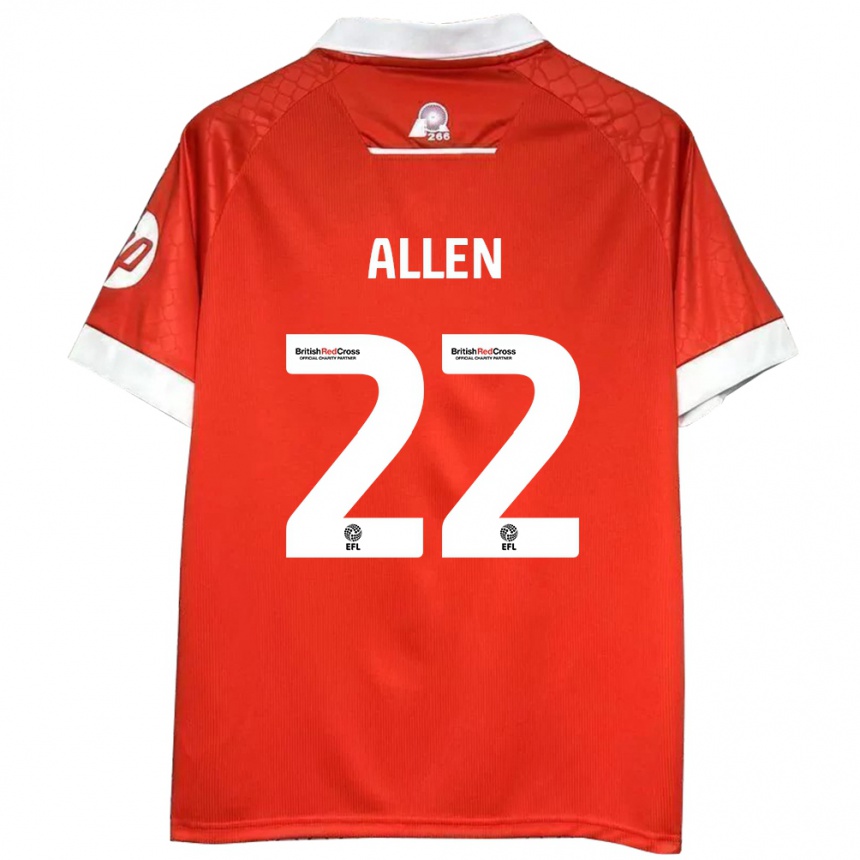 Homme Football Maillot Keren Allen #22 Rouge Blanc Tenues Domicile 2024/25