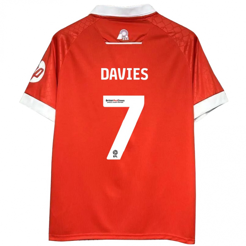 Homme Football Maillot Jordan Davies #7 Rouge Blanc Tenues Domicile 2024/25