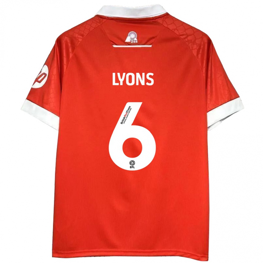 Homme Football Maillot Lauryn Lyons #6 Rouge Blanc Tenues Domicile 2024/25