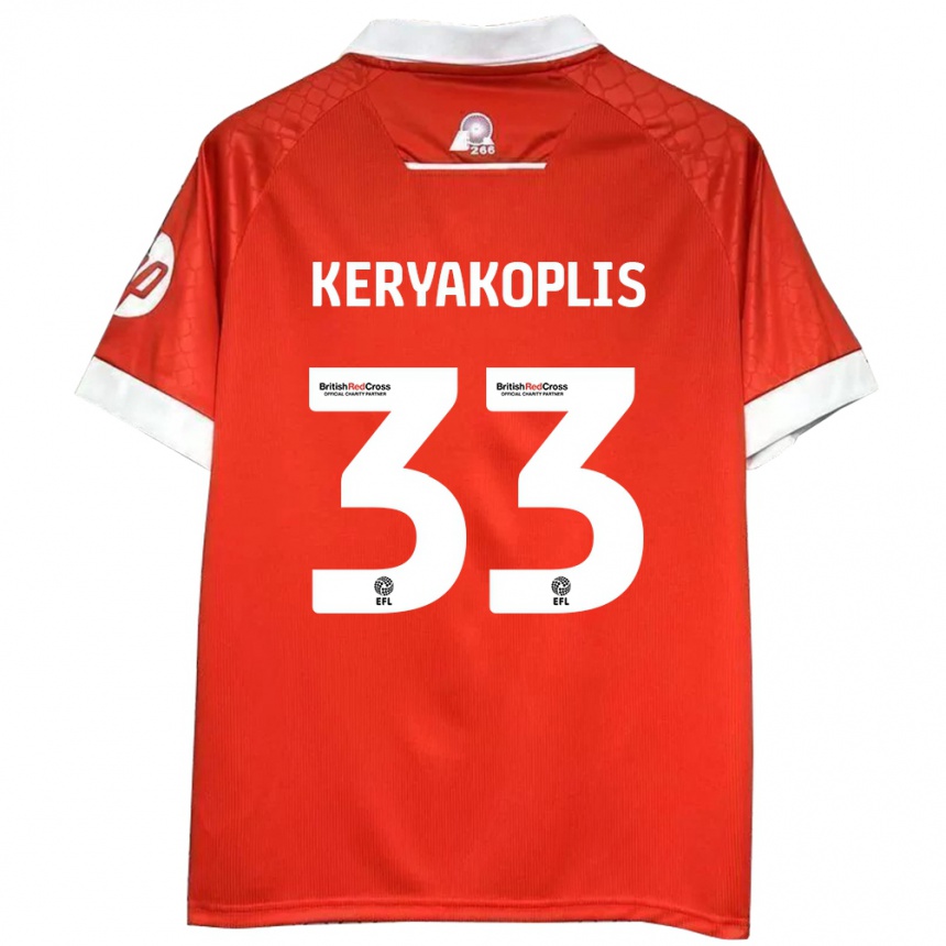 Homme Football Maillot Hannah Keryakoplis #33 Rouge Blanc Tenues Domicile 2024/25