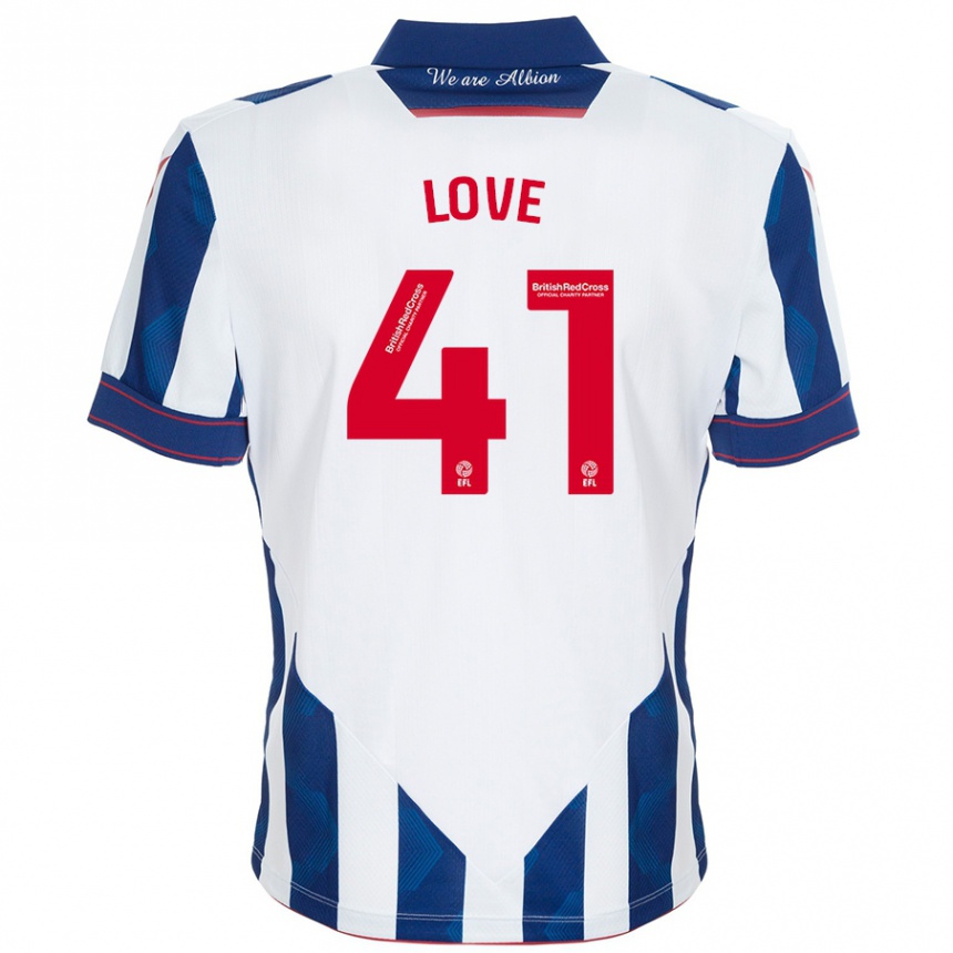 Homme Football Maillot Layton Love #41 Blanc Bleu Foncé Tenues Domicile 2024/25