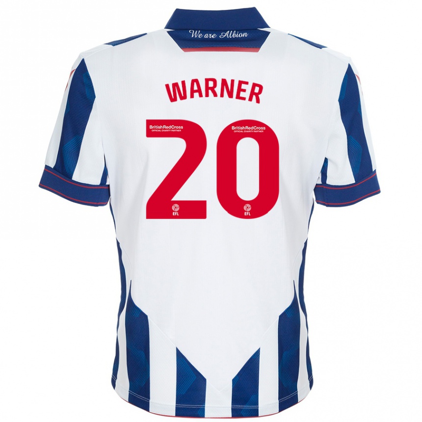 Homme Football Maillot Phoebe Warner #20 Blanc Bleu Foncé Tenues Domicile 2024/25