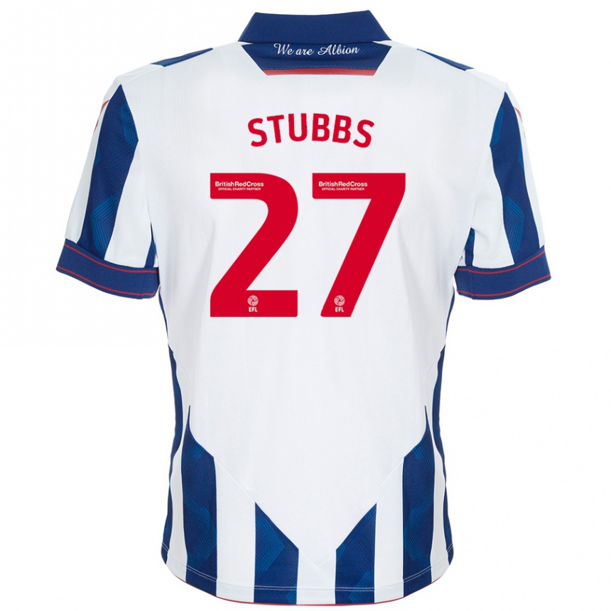 Homme Football Maillot Olivia Stubbs #27 Blanc Bleu Foncé Tenues Domicile 2024/25