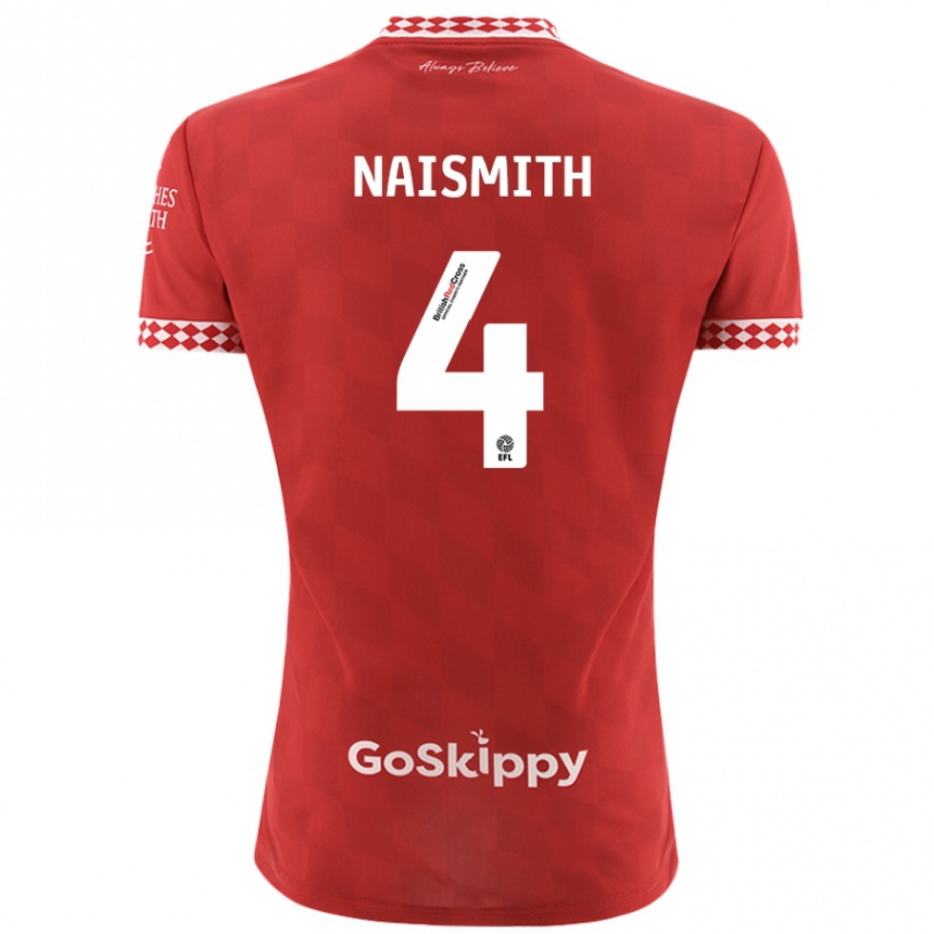 Homme Football Maillot Kal Naismith #4 Rouge Tenues Domicile 2024/25