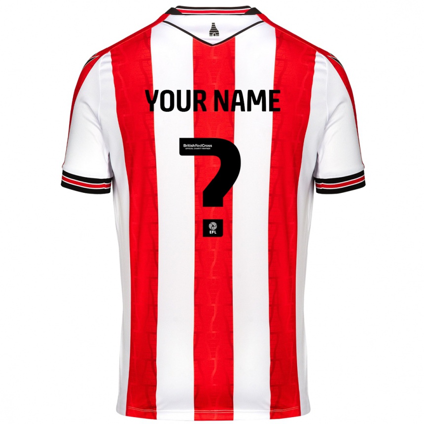 Homme Football Maillot Votre Nom #0 Rouge Blanc Tenues Domicile 2024/25