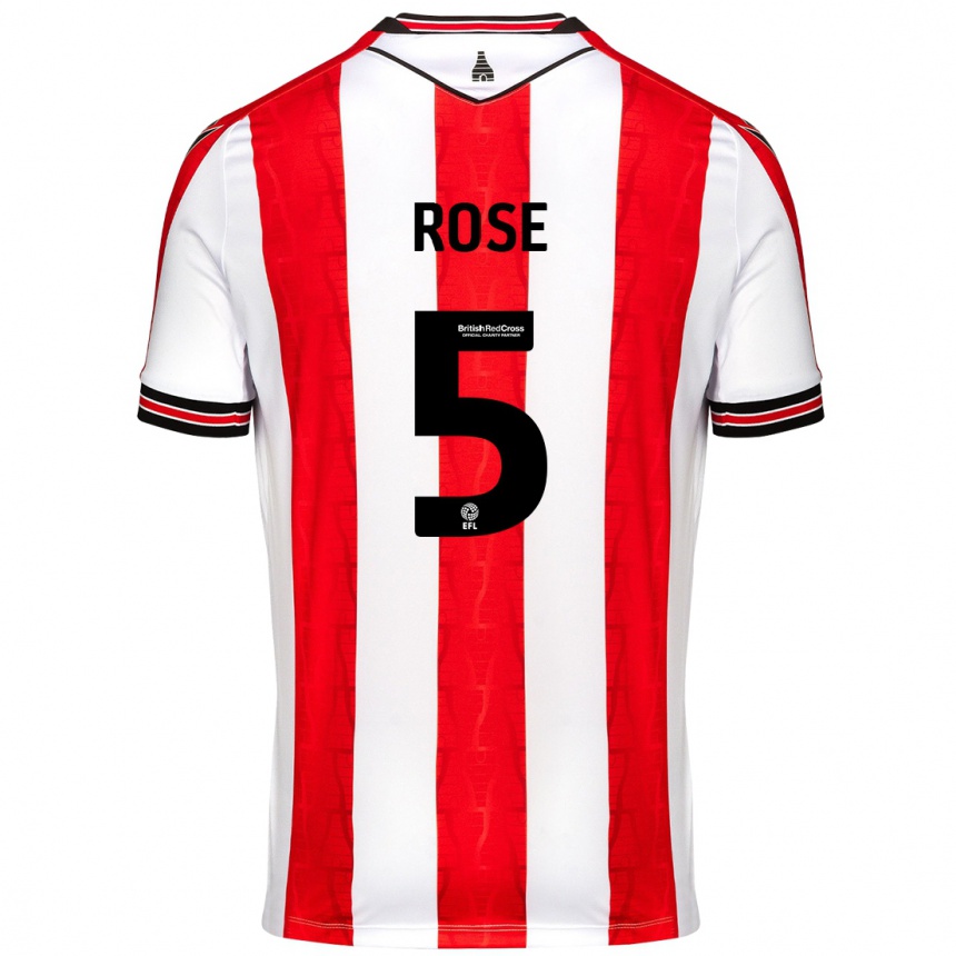 Homme Football Maillot Michael Rose #5 Rouge Blanc Tenues Domicile 2024/25