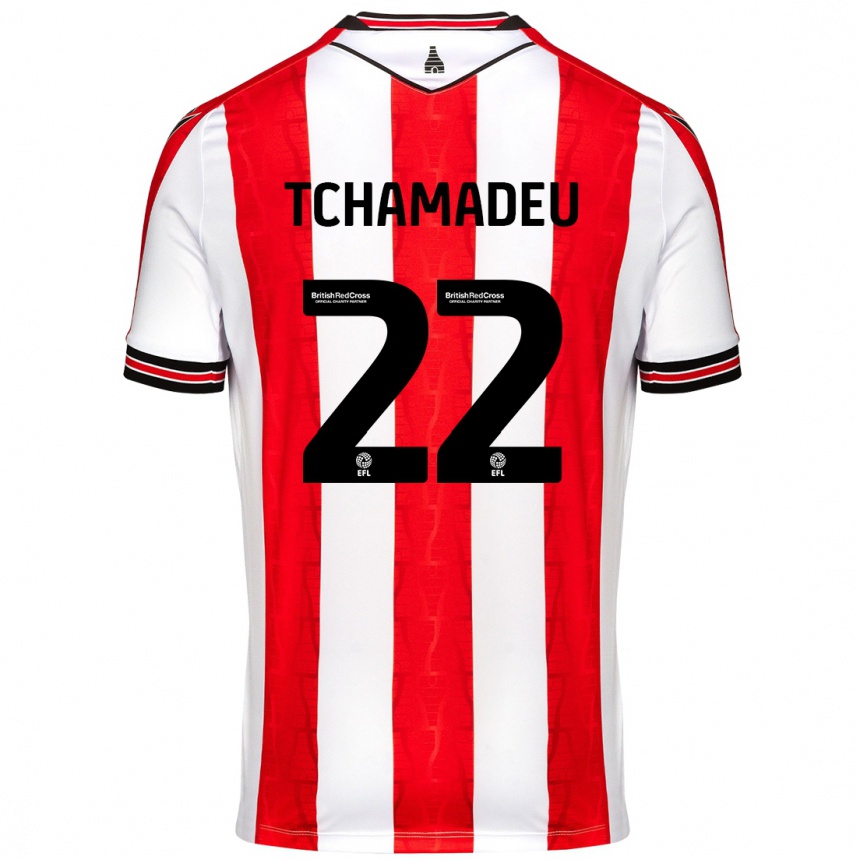 Homme Football Maillot Junior Tchamadeu #22 Rouge Blanc Tenues Domicile 2024/25