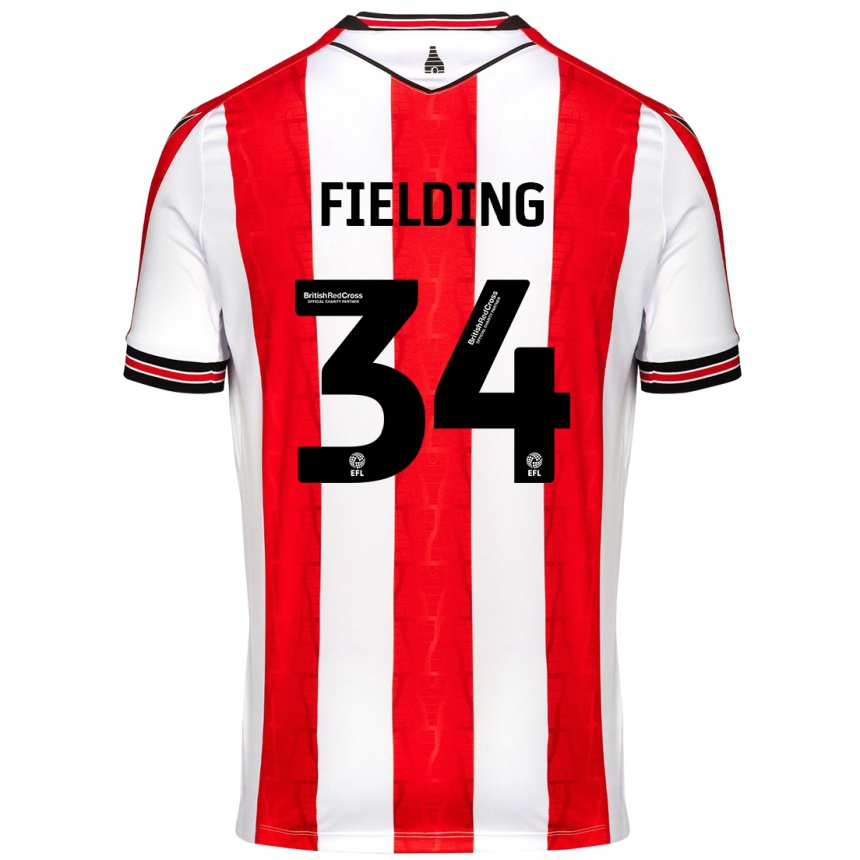 Homme Football Maillot Frank Fielding #34 Rouge Blanc Tenues Domicile 2024/25