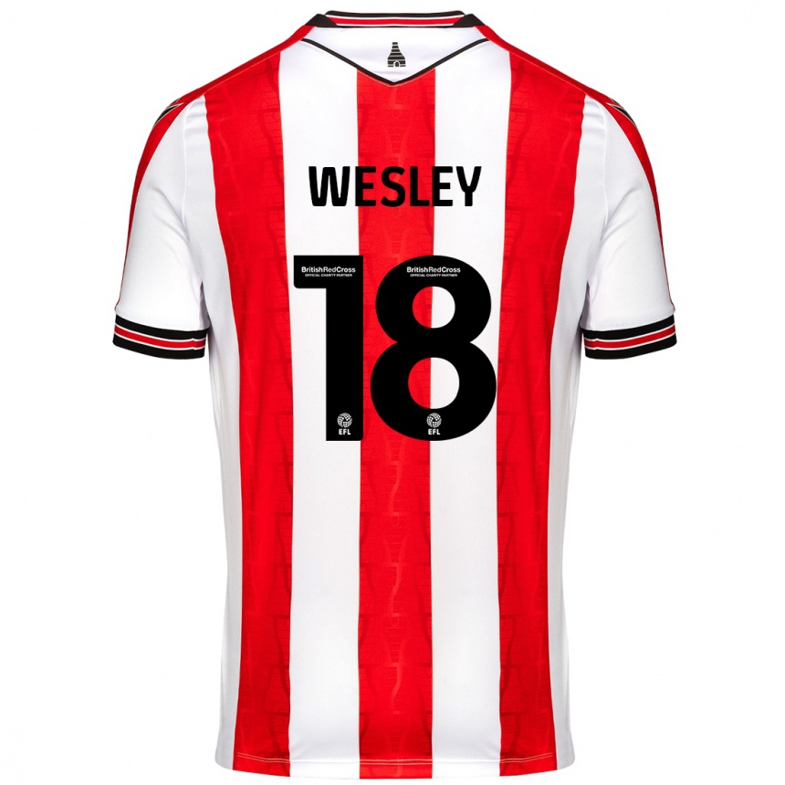 Homme Football Maillot Wesley Moraes #18 Rouge Blanc Tenues Domicile 2024/25