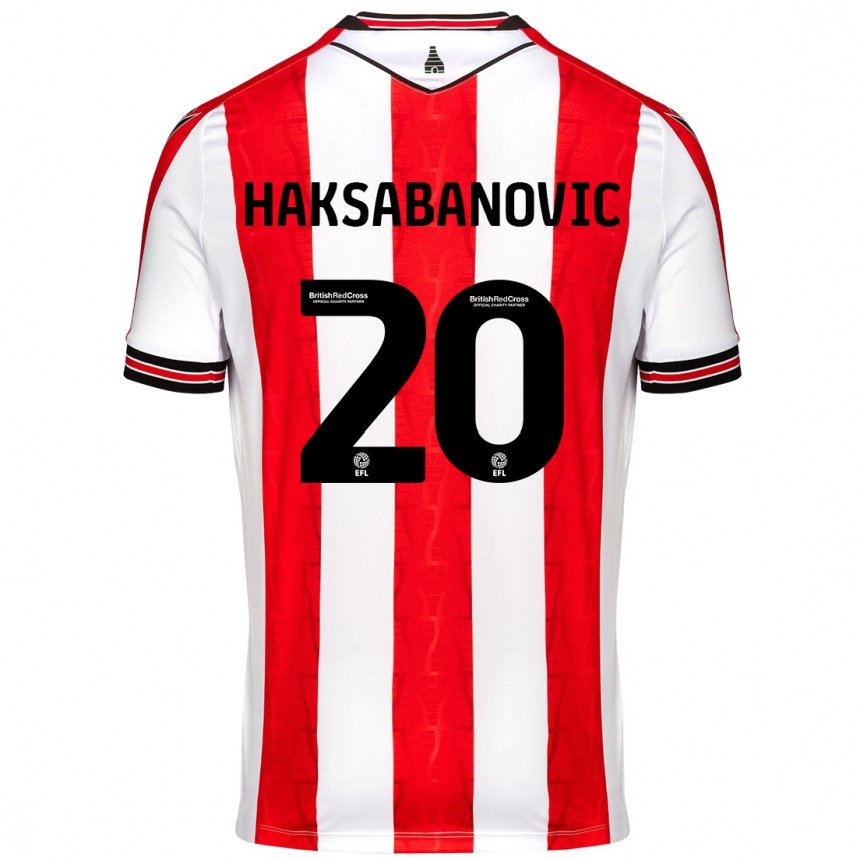 Homme Football Maillot Sead Hakšabanović #20 Rouge Blanc Tenues Domicile 2024/25